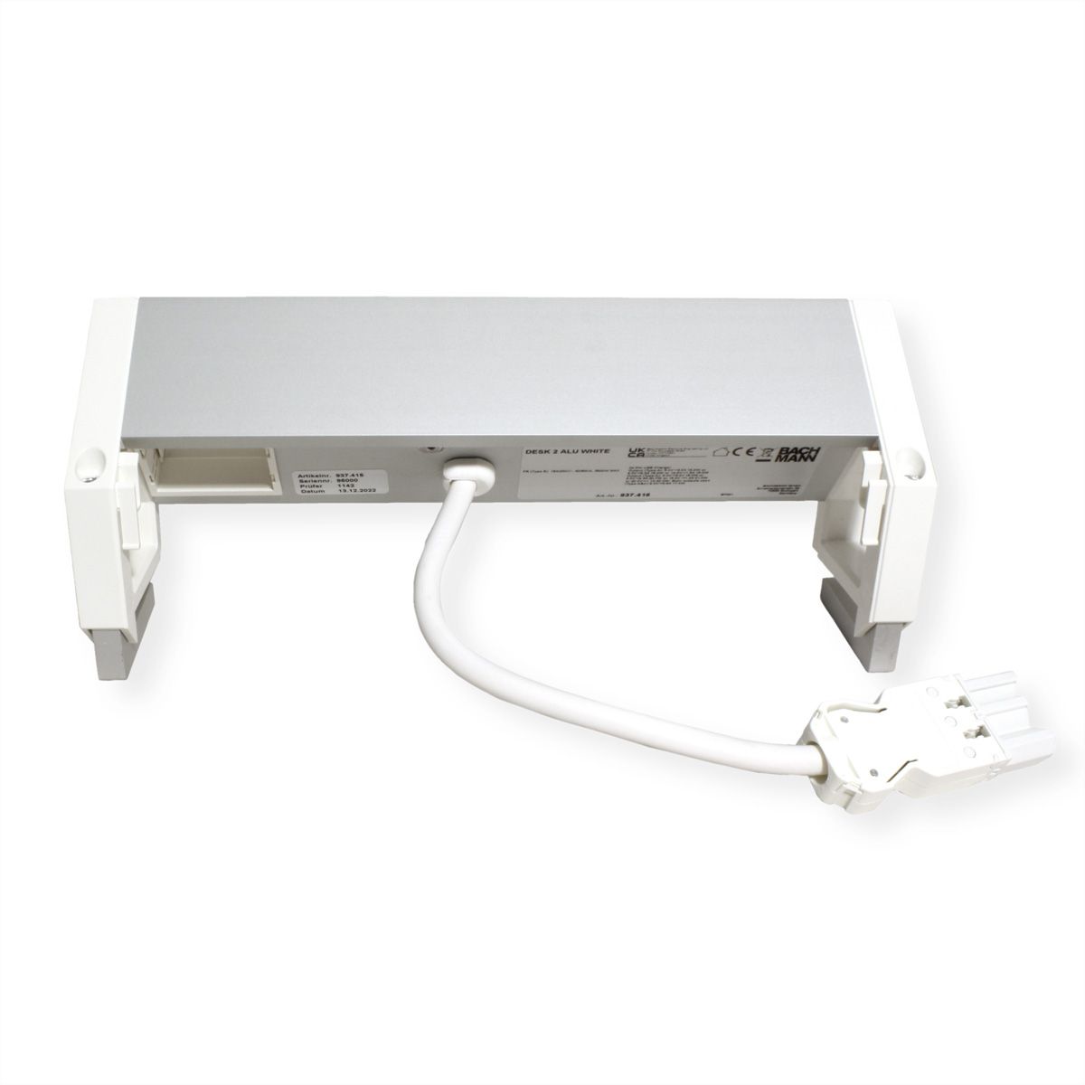BACHMANN DESK2 ALU WHITE 2xUTE 1xCM 1xUSB A/C 22W 0,2m GST18