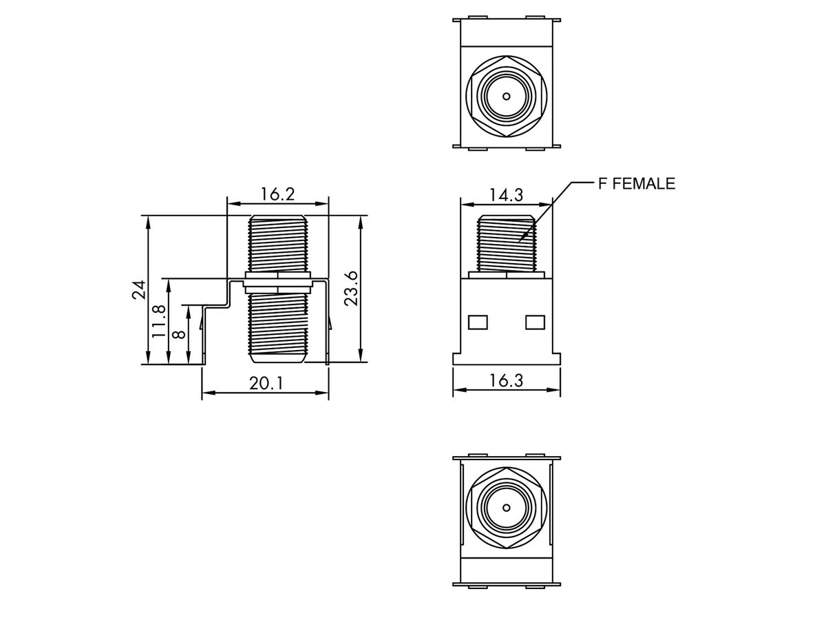 ROLINE RCA Keystone Coupler, Metal, Shielded, red