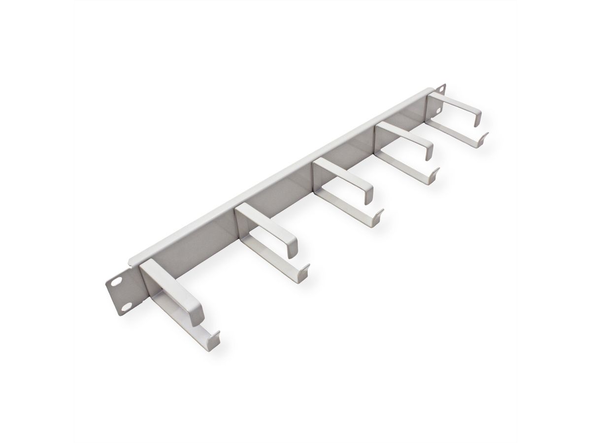 VALUE 19" 1U Cable Management Plate, G-Type, 5 Hooks, grey