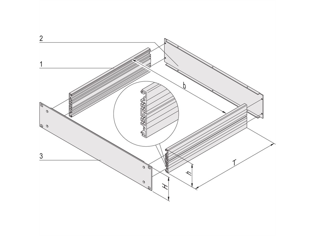 SCHROFF MultipacPRO 19" Chassis Basic Kit, 4 HE, Diepte 460 mm