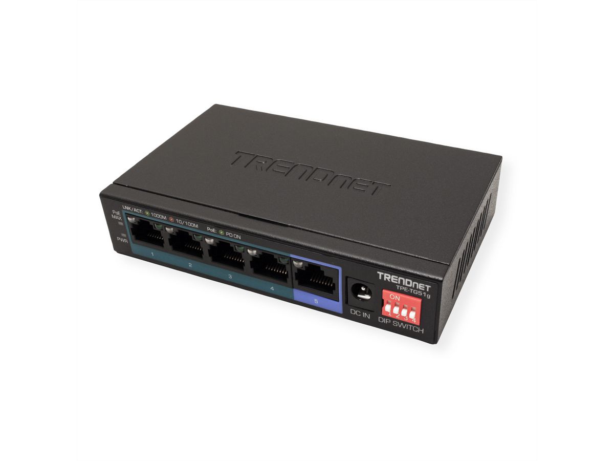 TRENDnet TPE-TG51G 5-Poorts PoE+ Switch Gigabit 60W