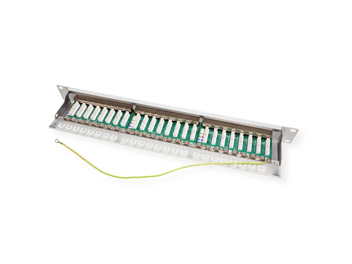 VALUE Cat.6A (klasse EA) 19" patchpaneel, 24 P, afgeschermd , grijs
