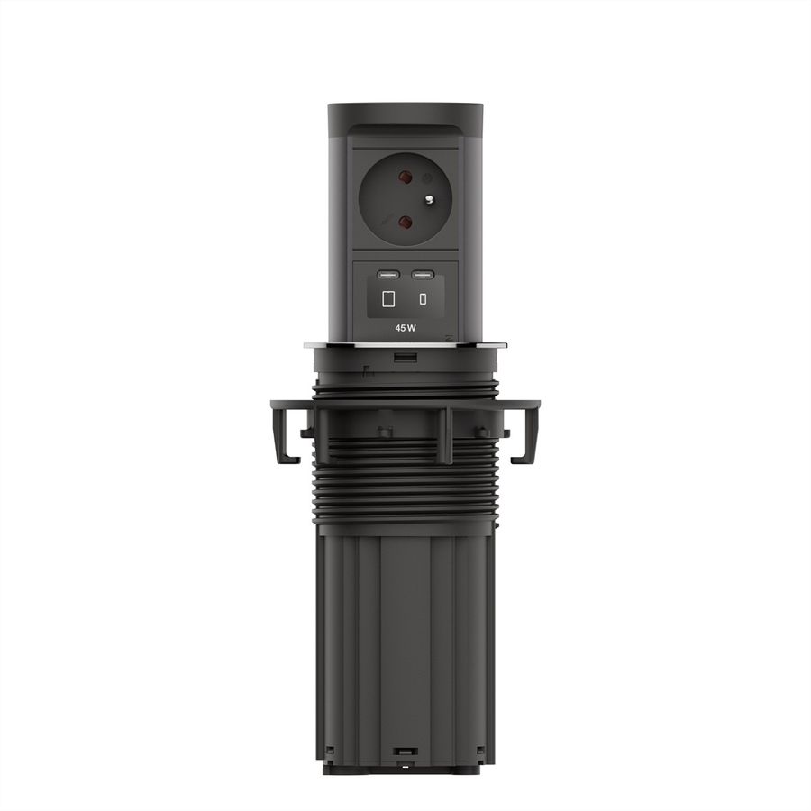 BACHMANN ELEVATOR2 1xUTE, 1xUSB C/C 45W Stainless Steel Look 2.0 m AEH