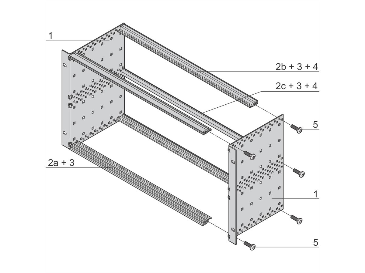 SCHROFF EuropacPRO 19" Subrack Kit for Backplane, Light, Unshielded, 6 U, 295 mm