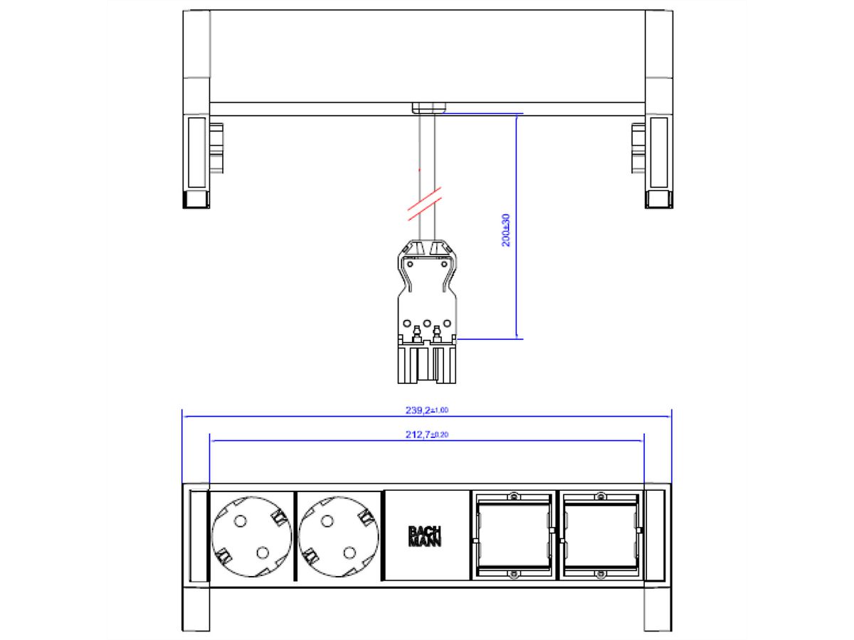 BACHMANN DESK2 2x earthing contact 2x ABD GST18, white