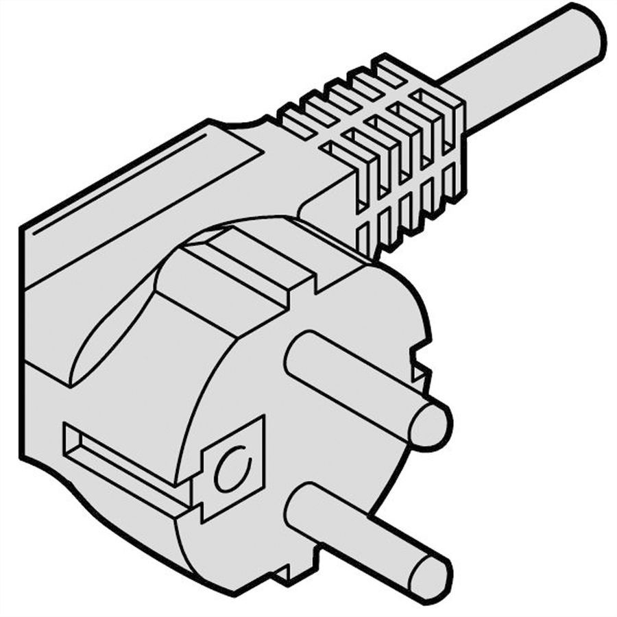 SCHROFF Mains Cable, SCHUKO/UTE to IEC C13-Angled, Grey