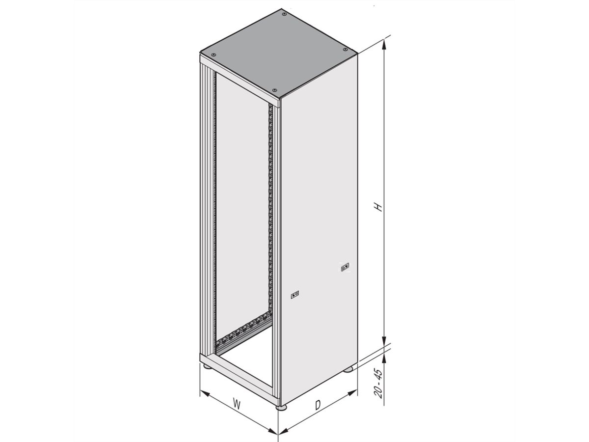 SCHROFF Varistar deco kast met 19" paneelhouders in deco frame, 38 U 1800H 600W 800D