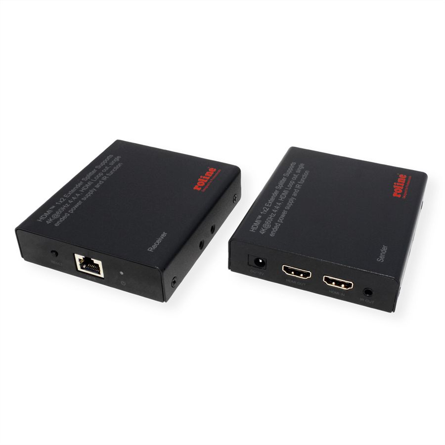 ROLINE HDMI Extender and Splitter, 1x2, via Cat6A, 70m, 4K60Hz