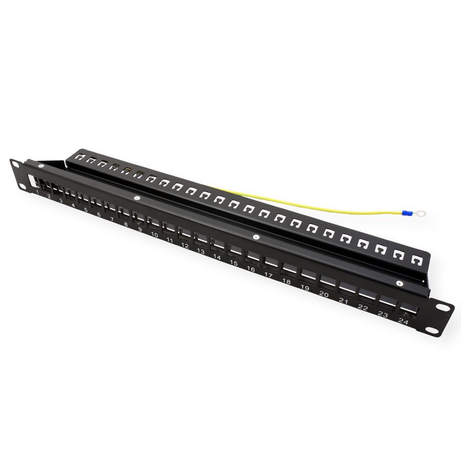 VALUE 19"-keystone-modulehouder, 24 poorten, 1HE, afgeschermd, zwart