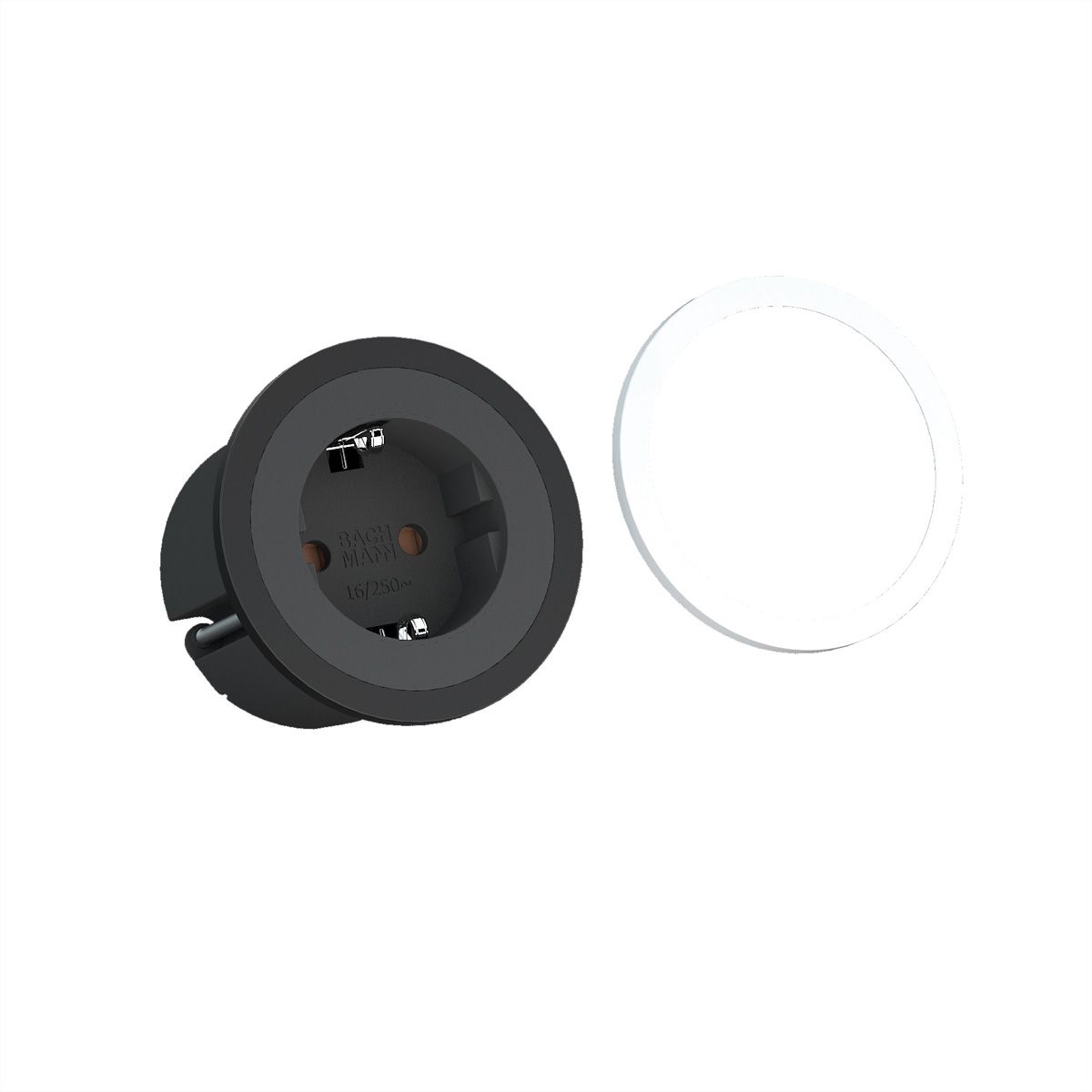 BACHMANN PIX 1x earthing contact with decorative rings in white and black, GST coupling