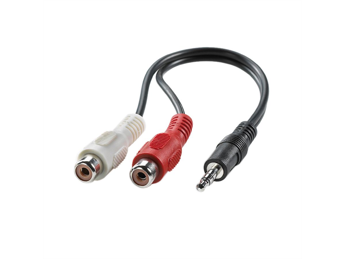 VALUE 3,5 mm (M) -naar-cinch (2x F) kabel, zwart, 0,2 m