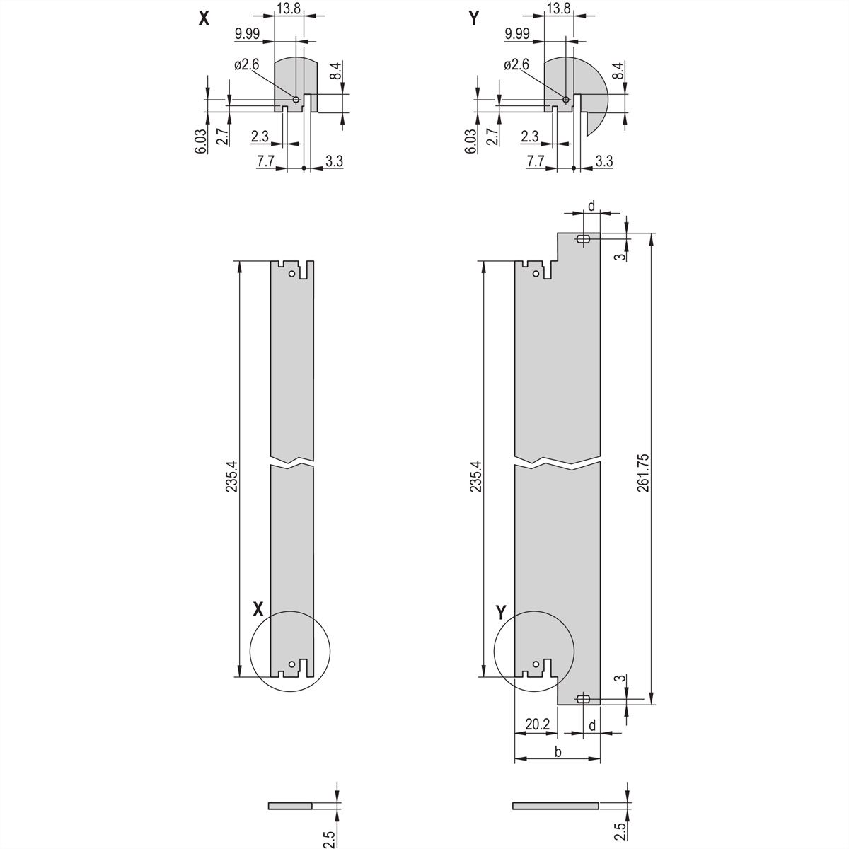 SCHROFF Plug-In Unit Front Panel, Unshielded, for IEL, IET, Type 2 Handle, 6 U, 8 HP, 2.5 mm, Al, Front Anodized, Rear Conductive