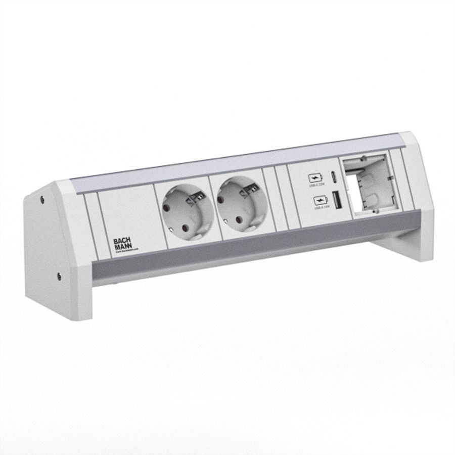 BACHMANN DESK 2xCEE7/3 1xUSB A/C 22W 1xCM GST18 RAL9010