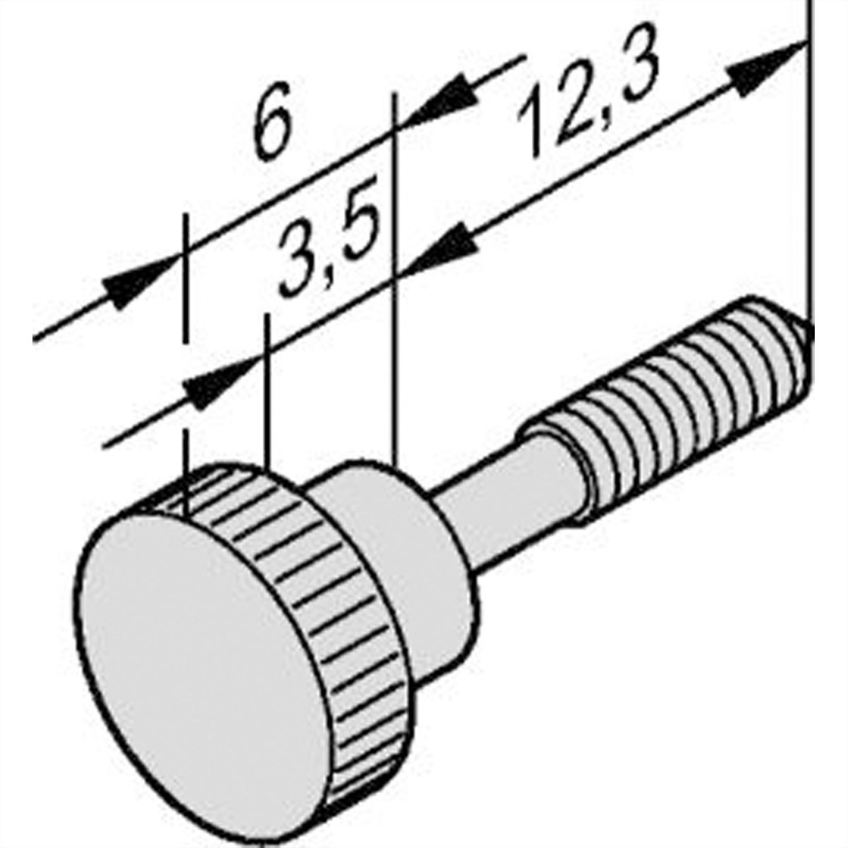 SCHROFF Kraagschroef, kartelkop kort, M2,5 x 12,3 mm, messing vernikkeld, 100 stuks