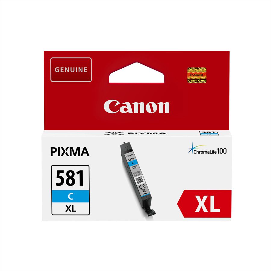 CLI-581C XL, Tintenpatrone cyan hohe Ergiebigkeit, ca. 519 Seiten, für CANON PIXMA TR7550, TR8550, TS6150, TS6151