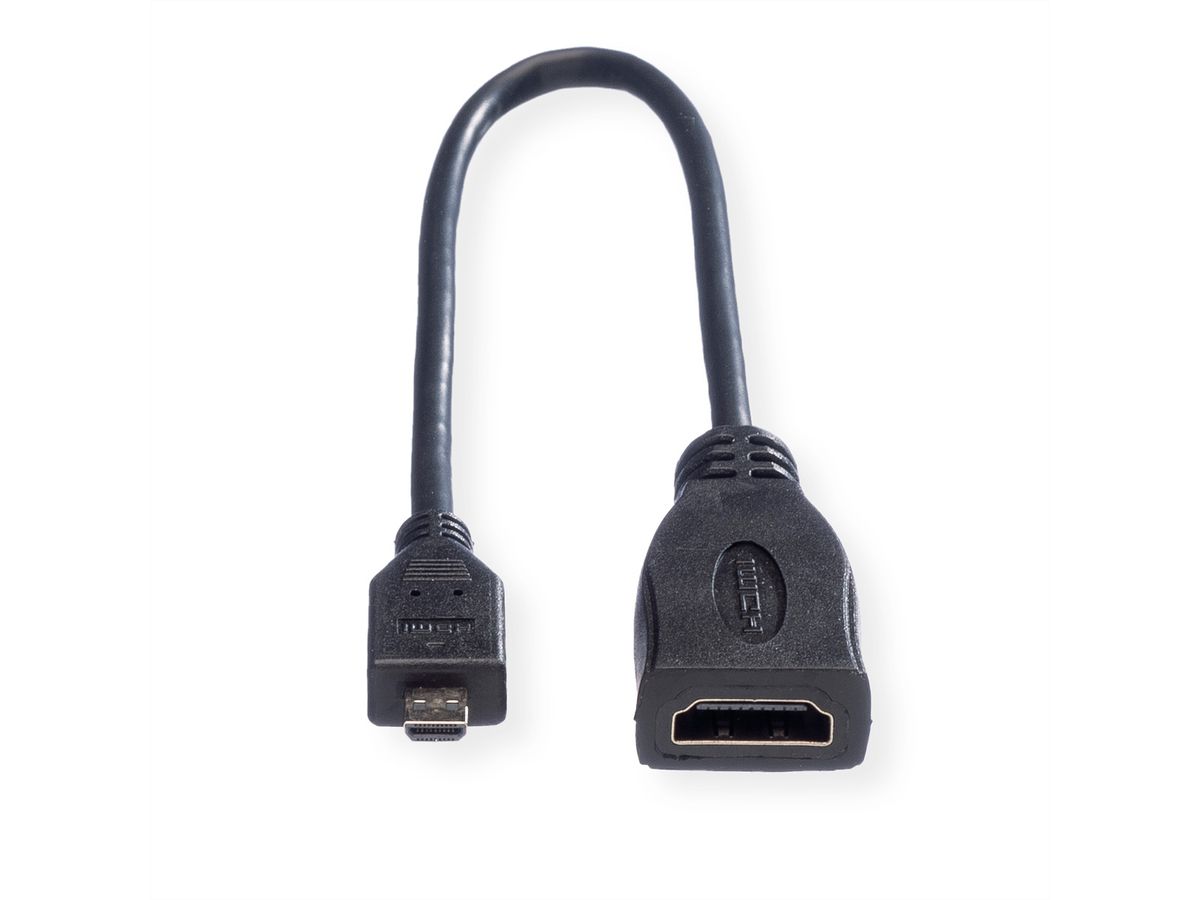 ROLINE HDMI High Speed Cable + Ethernet, A - D, F/M, 0.22 m