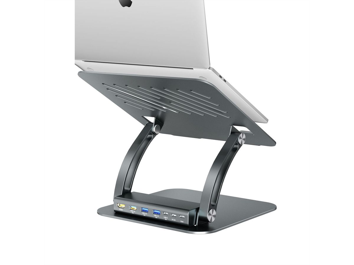 EXSYS EX-1224HM Laptopständer mit abnehmbarer 7 in 1 USB-C Dockingstation