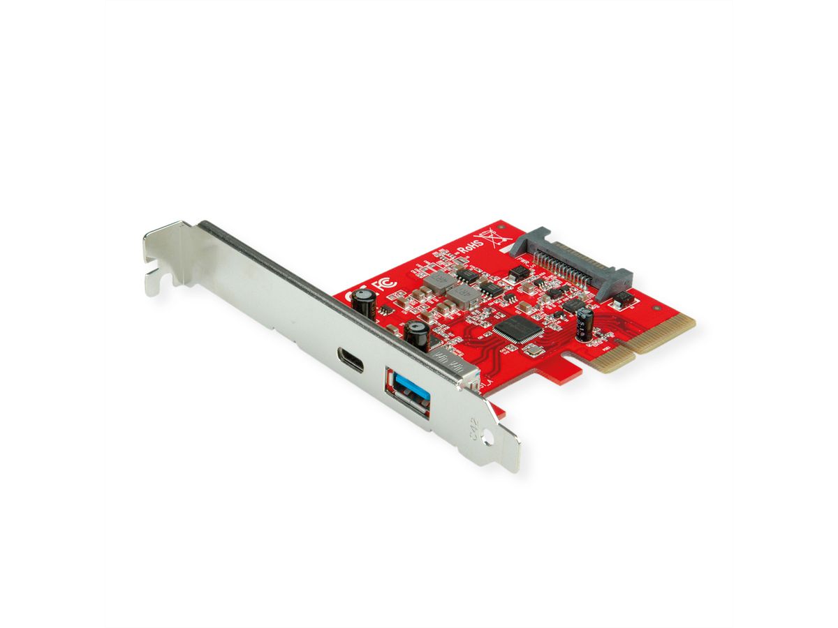 ROLINE PCI Express-kaart, USB 3.2 Gen 2 USB A - USB C, 1x USB-A, 1x USB-C