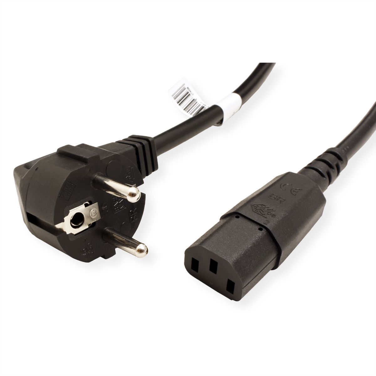 BACHMANN mains cable, straight IEC socket, black, 0.5 m