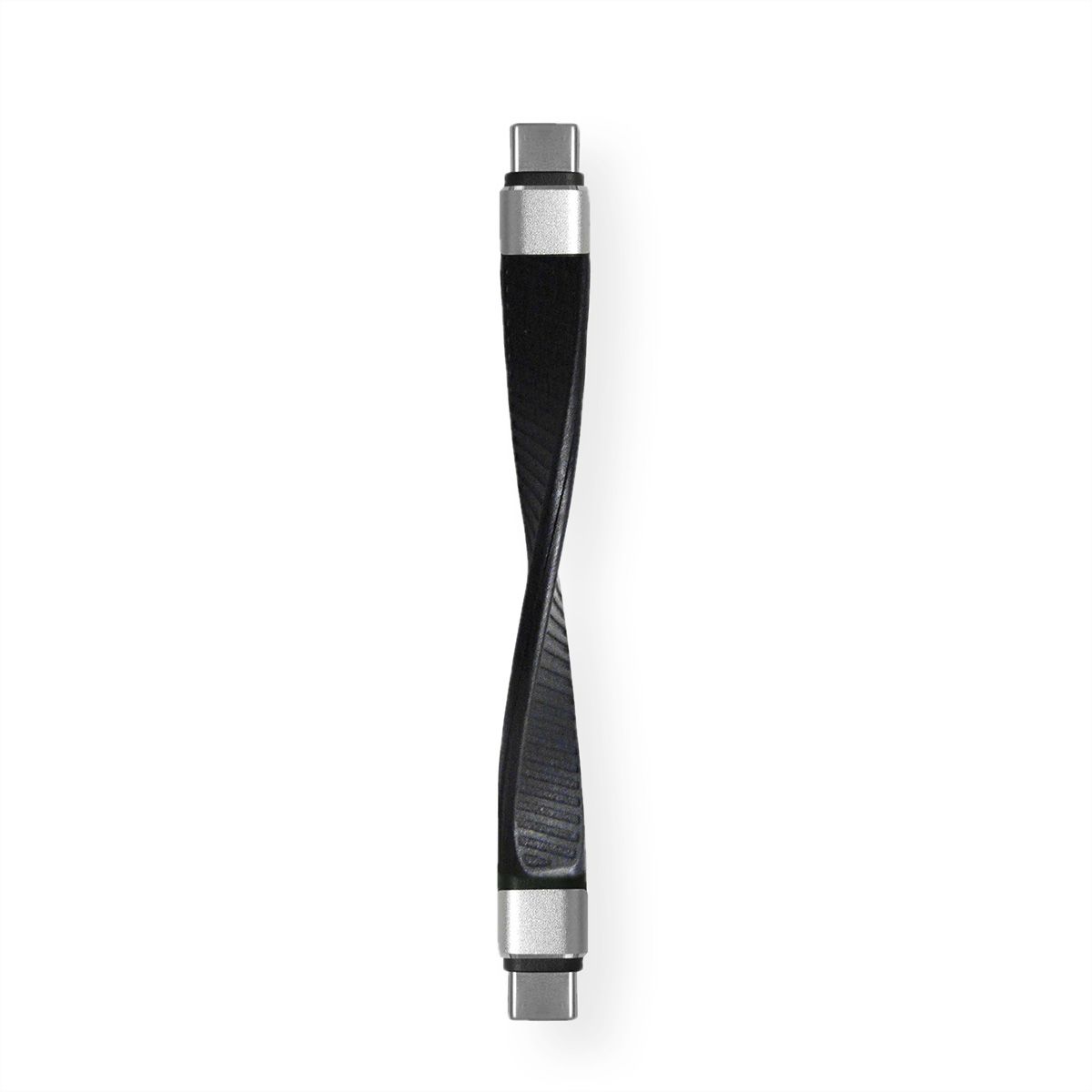 ROLINE USB 3.2 Gen 2 siliconenkabel, met PD, Emark, C-C, M/M, 8K UHD, 10Gbit/s, 60W, zwart, 11 cm