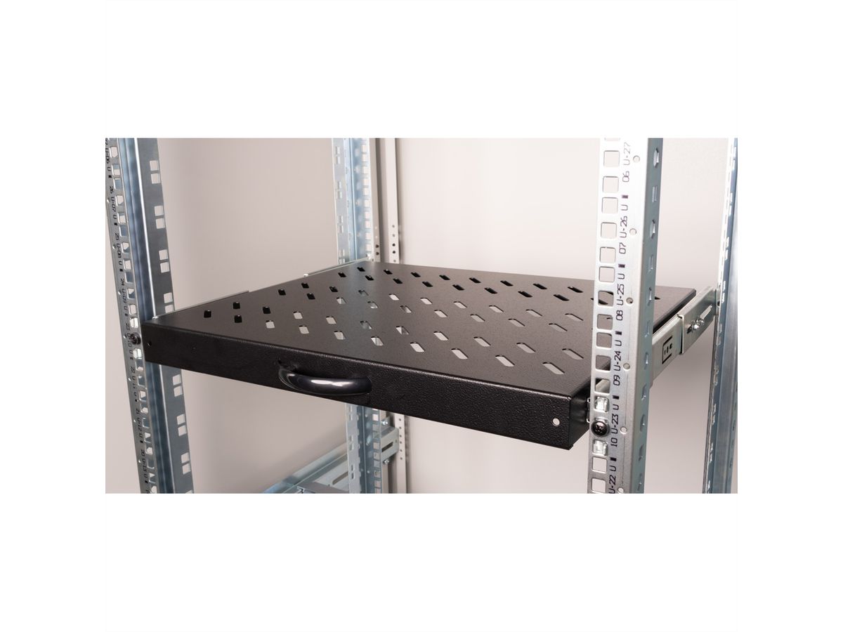 ROLINE 19-inch plank 1 U , Uitschuifbaar 350mm diep 25 kg zwart