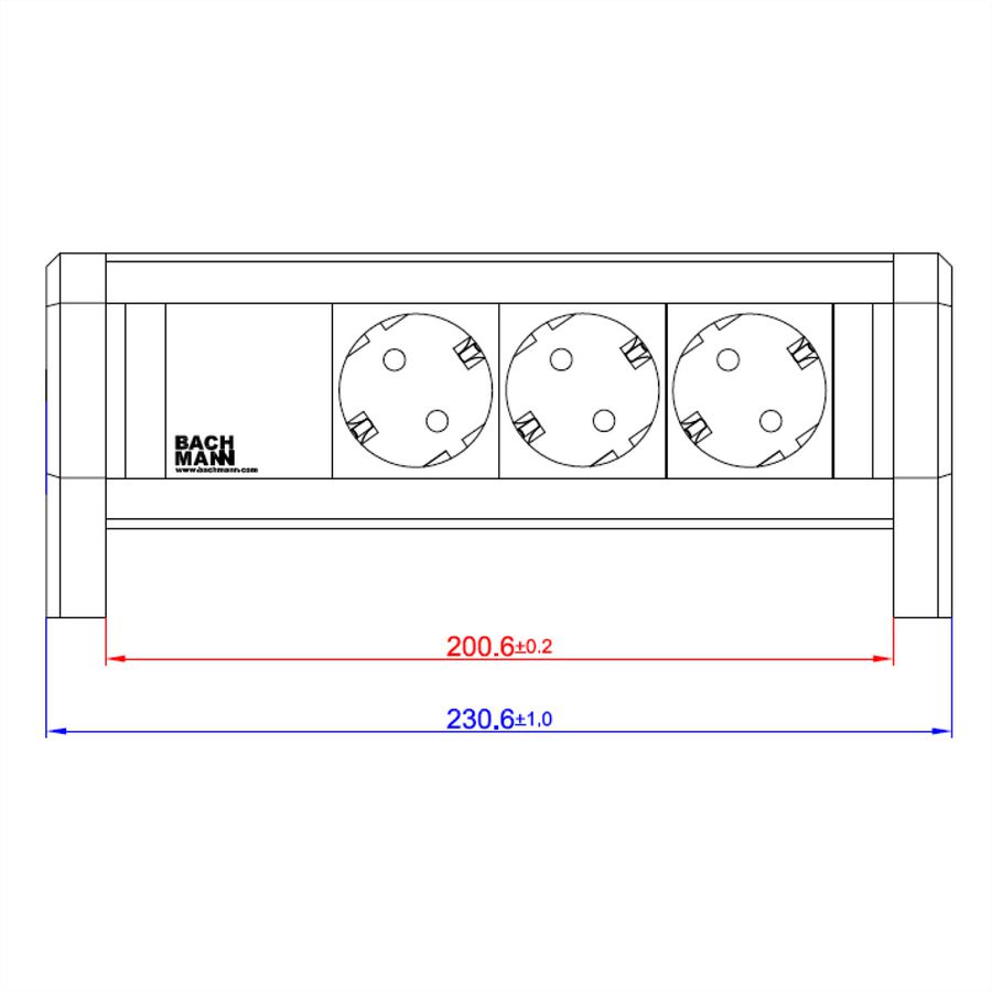BACHMANN Desk 3x geaard stopcontact, met montagebeugel