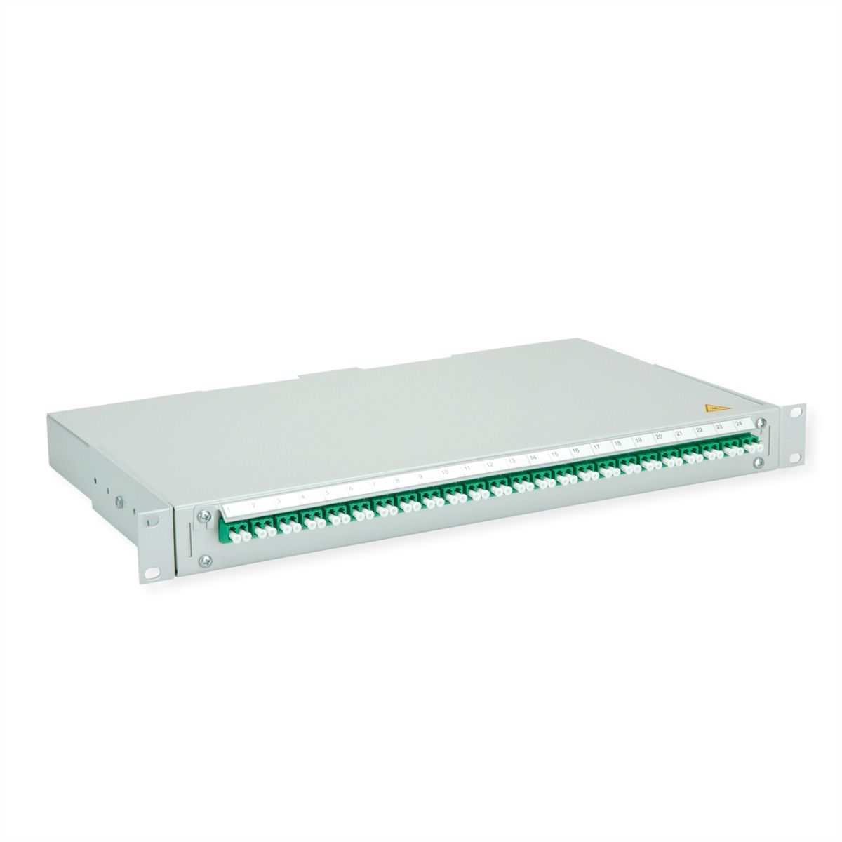 TELEGÄRTNER BASIS V LWL-Panel mit Kupplungen & Pigtails, 24x LC Duplex, grün, OS2 APC