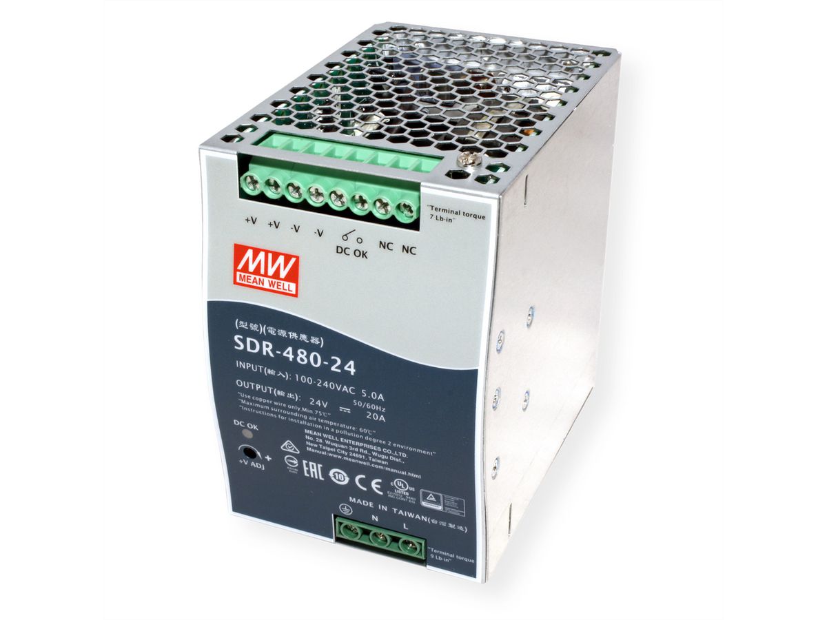 Mean Well SDR-480-24 Hutschienennetzteil 480W 24V DC