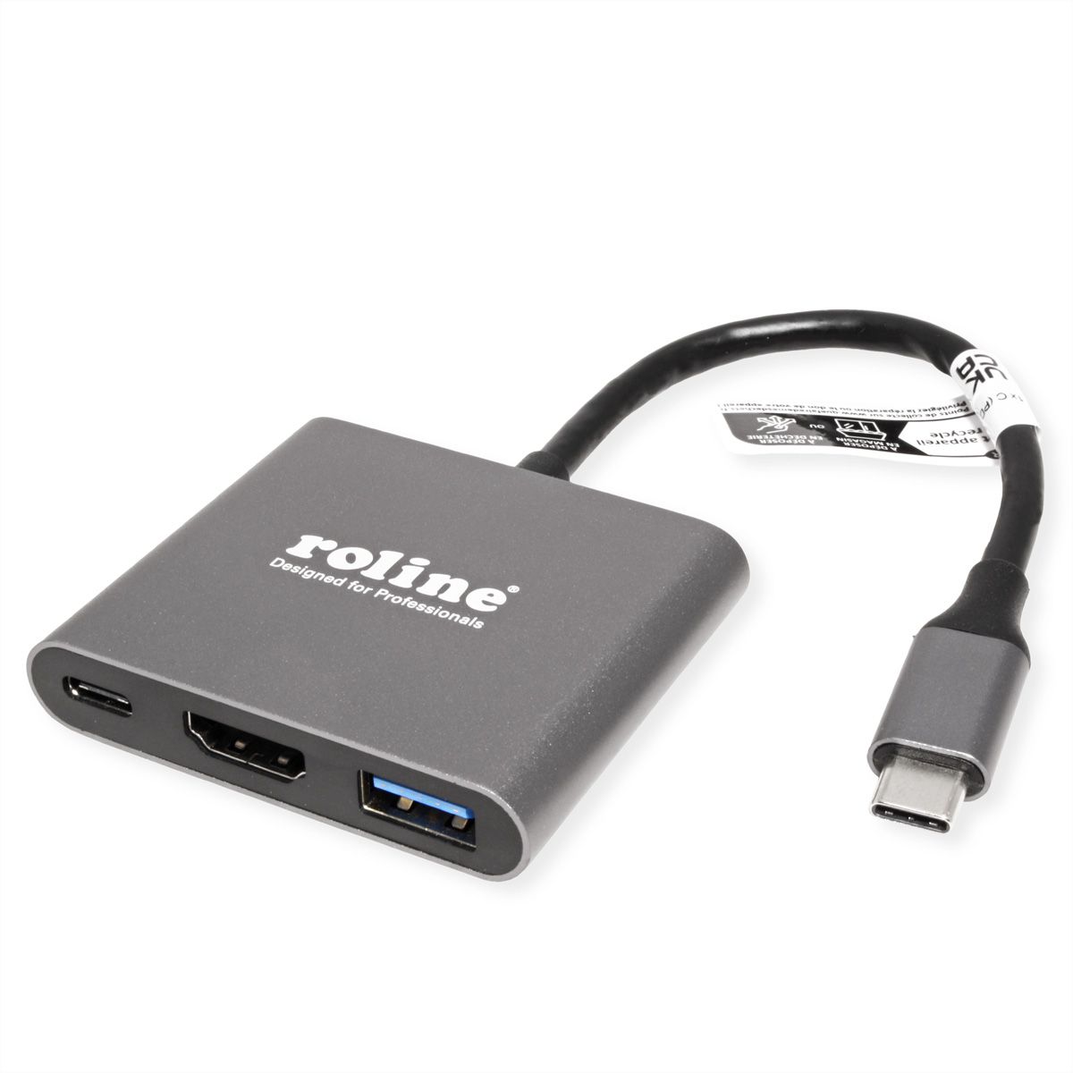 ROLINE Beeldschermadapter USB Type C - HDMI , USB 3.2 Gen 1 Type A, Type C PD