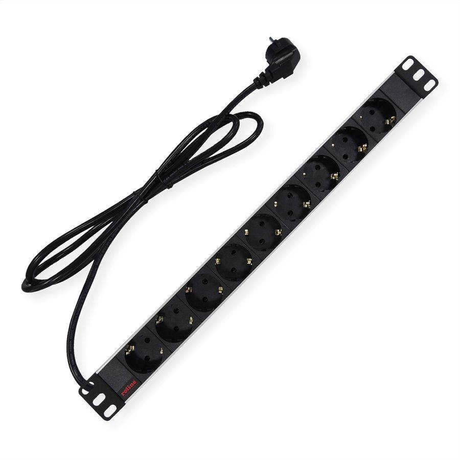ROLINE 19" stekkerdoos 9-voudig, zilver, 2 m