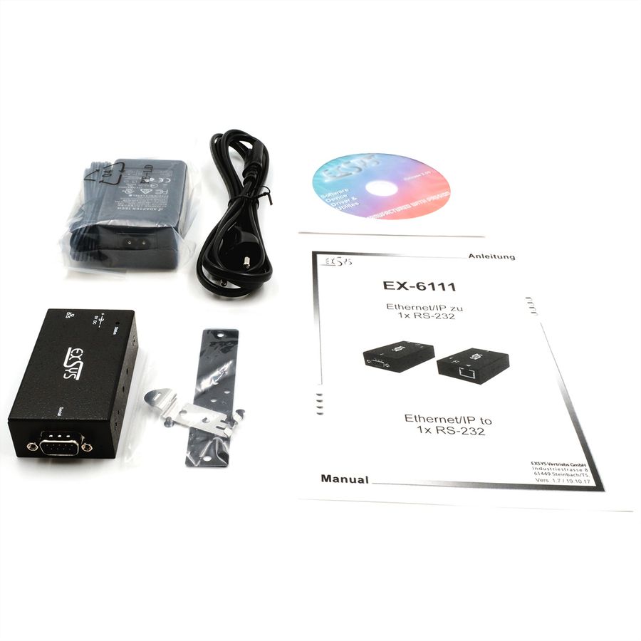 EXSYS EX-6111-2 1 Ethernet zu 1 x Seriell RS-232 inkl Netzteil