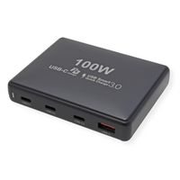 VALUE USB Oplader, 4 Poorts (1x USB-A, 3x USB-C), max. 100W