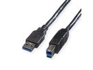 ROLINE USB 3.2 Gen 1 Cable, A - B, M/M, black, 0.8 m