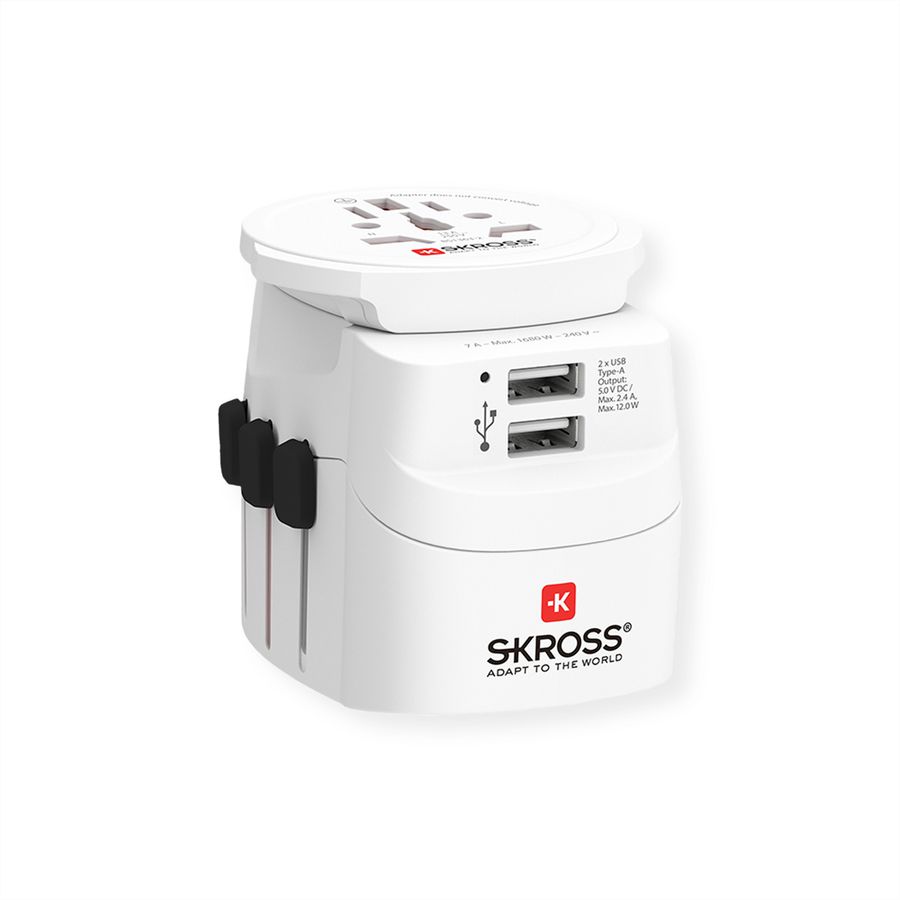 Skross PRO Light USB 2A - World with USB C cable, worldwide