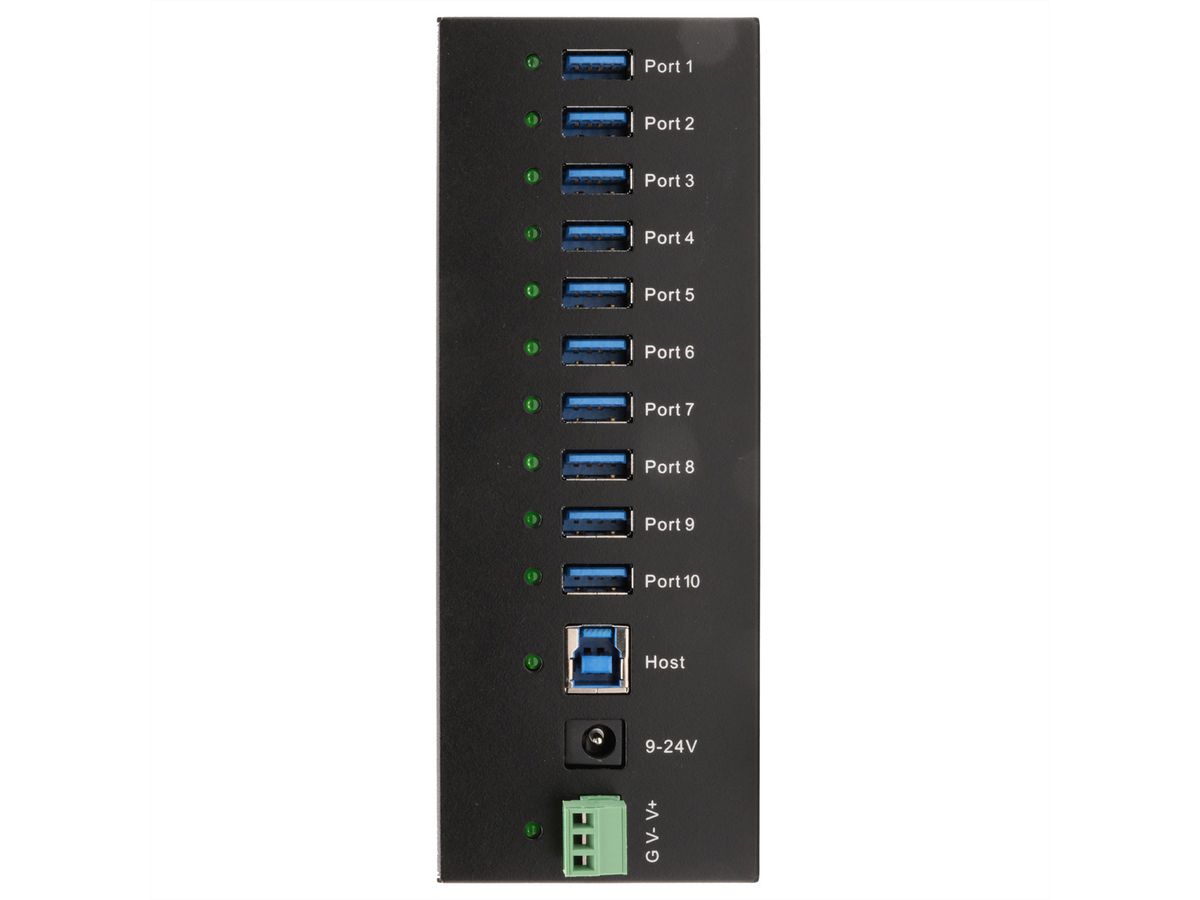 EXSYS EX-11230HMS 10-poorts USB 3.2 Gen 1 HUB Din-Rail Kit en wand VIA VL811+ Chipset