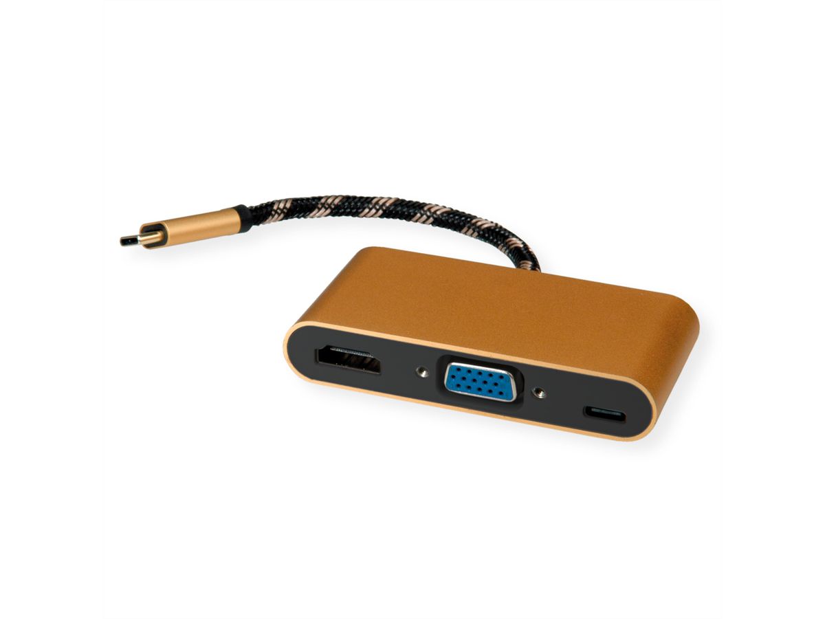 ROLINE GOLD Display Adapter USB type C - VGA / HDMI / C (PD)