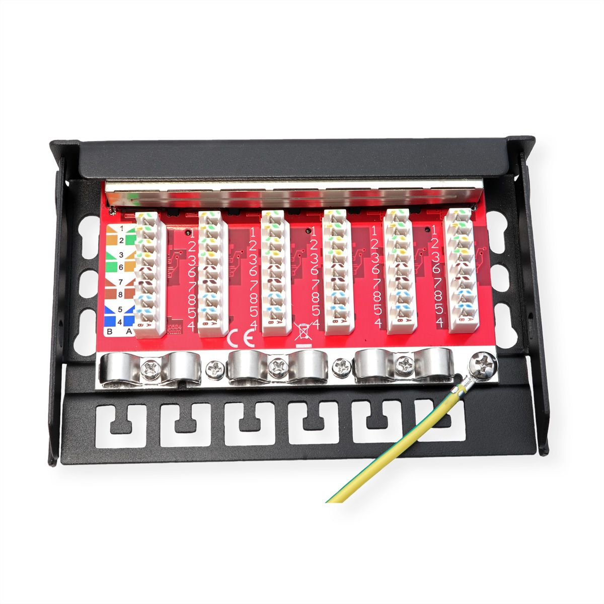 ROLINE Minipatchpaneel, Cat.6A/Cl.EA, 0,5U, 6x RJ45-poorten , afgeschermd, zwart