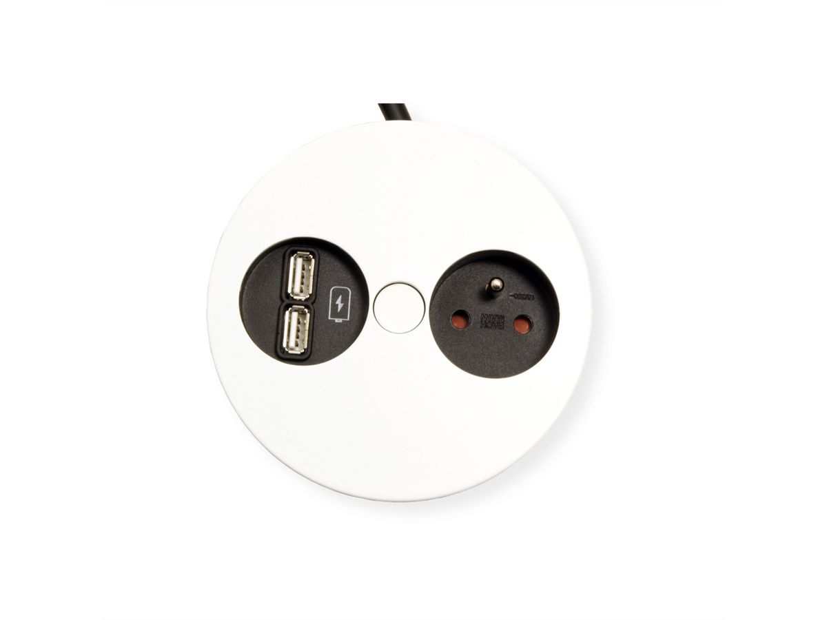 BACHMANN TWIST 1xUTE 1xUSB charger power 2.0m AEH,RAL9010 30GE