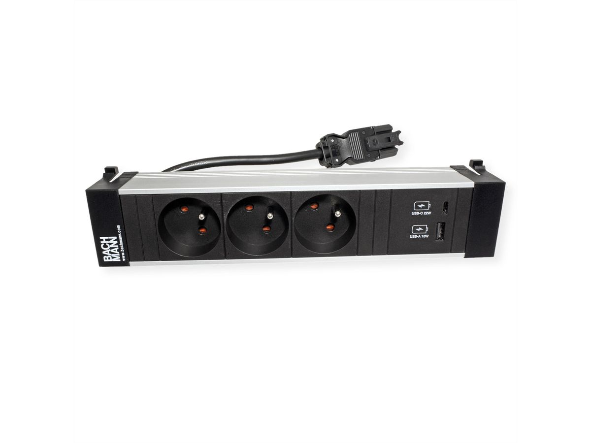BACHMANN POWER FRAME M 3xUTE 1xUSB A&C 22W 0.2m GST18