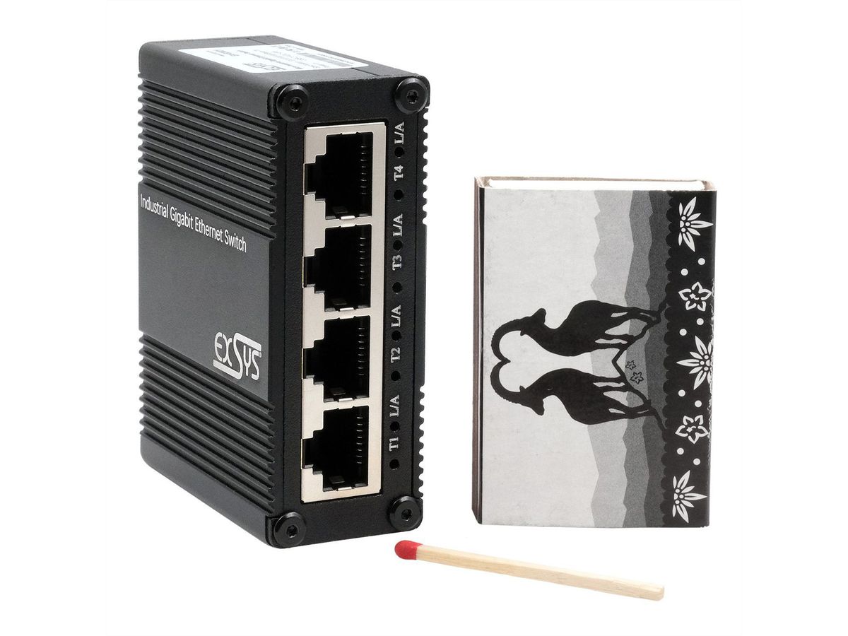 EXSYS EX-62021 5-Port Industrial Gigabit Micro Switch, unmanaged, USB-C Stromversorgung