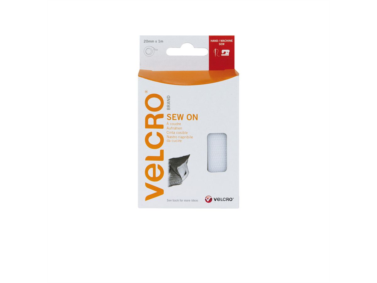 VELCRO® Klettband zum Aufnähen, Haken & Flausch 20mm x 1m Weiß