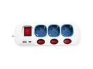 ROLINE Power Strip, 3-way, with individual on/off switches, 1x USB A, 1x USB C, 3 m
