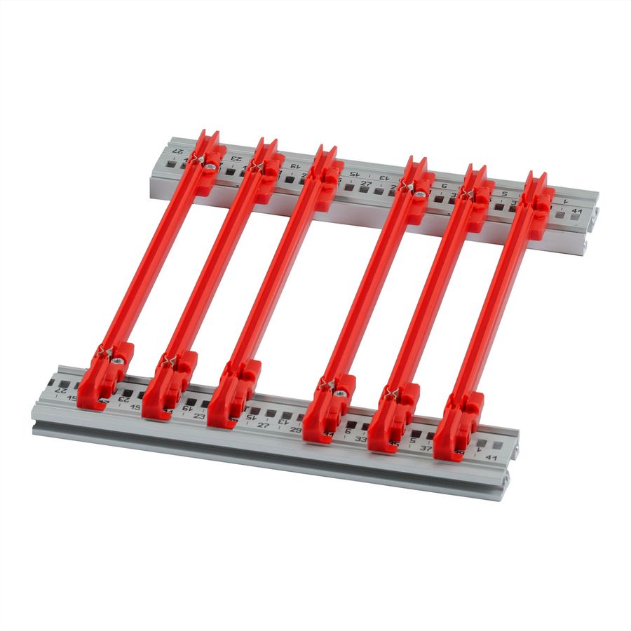 SCHROFF Guide Rail Standard Type, PC, 160 mm, 2 mm Groove Width, Red