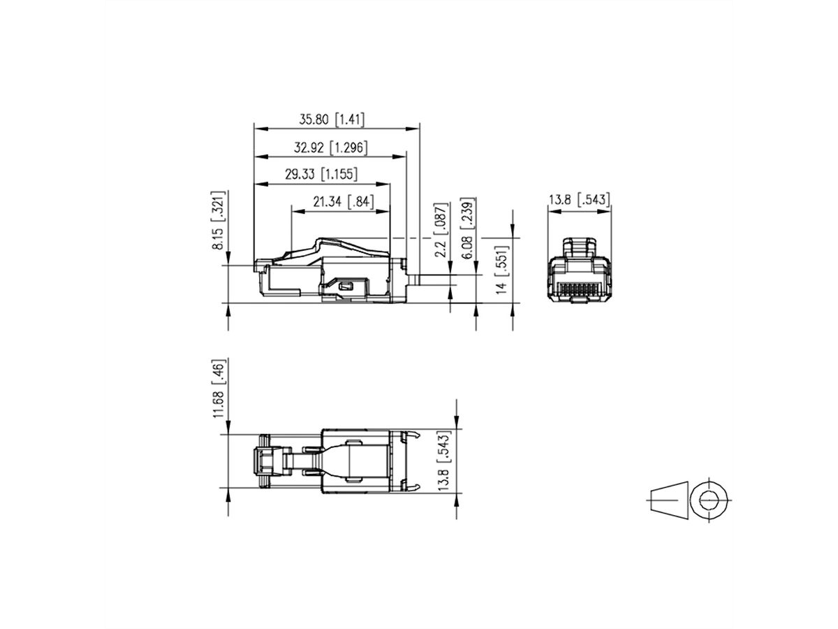METZ CONNECT C6A RJ45 field plug ultra short