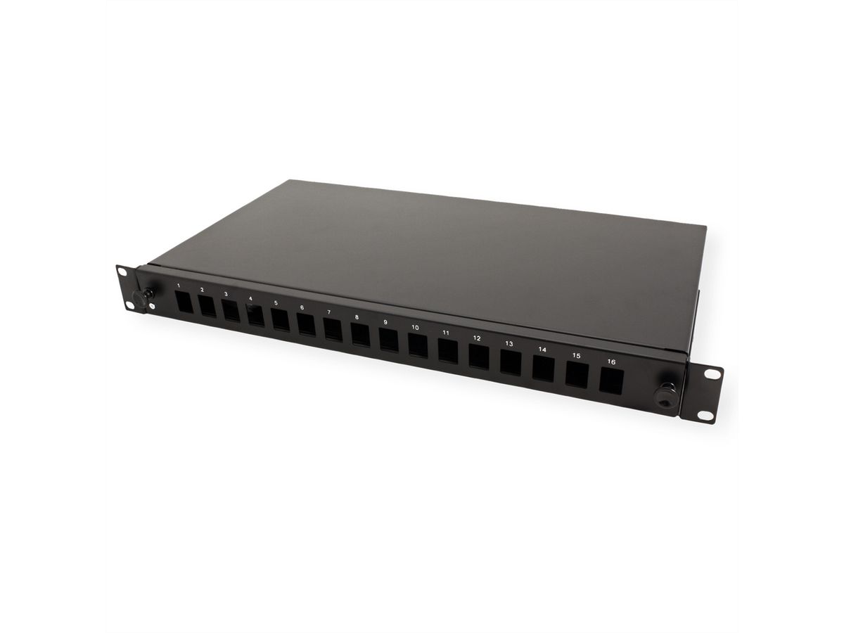 ROLINE 19'' rek voor keystone modules, 16P., voor glasvezel keystones, zwart