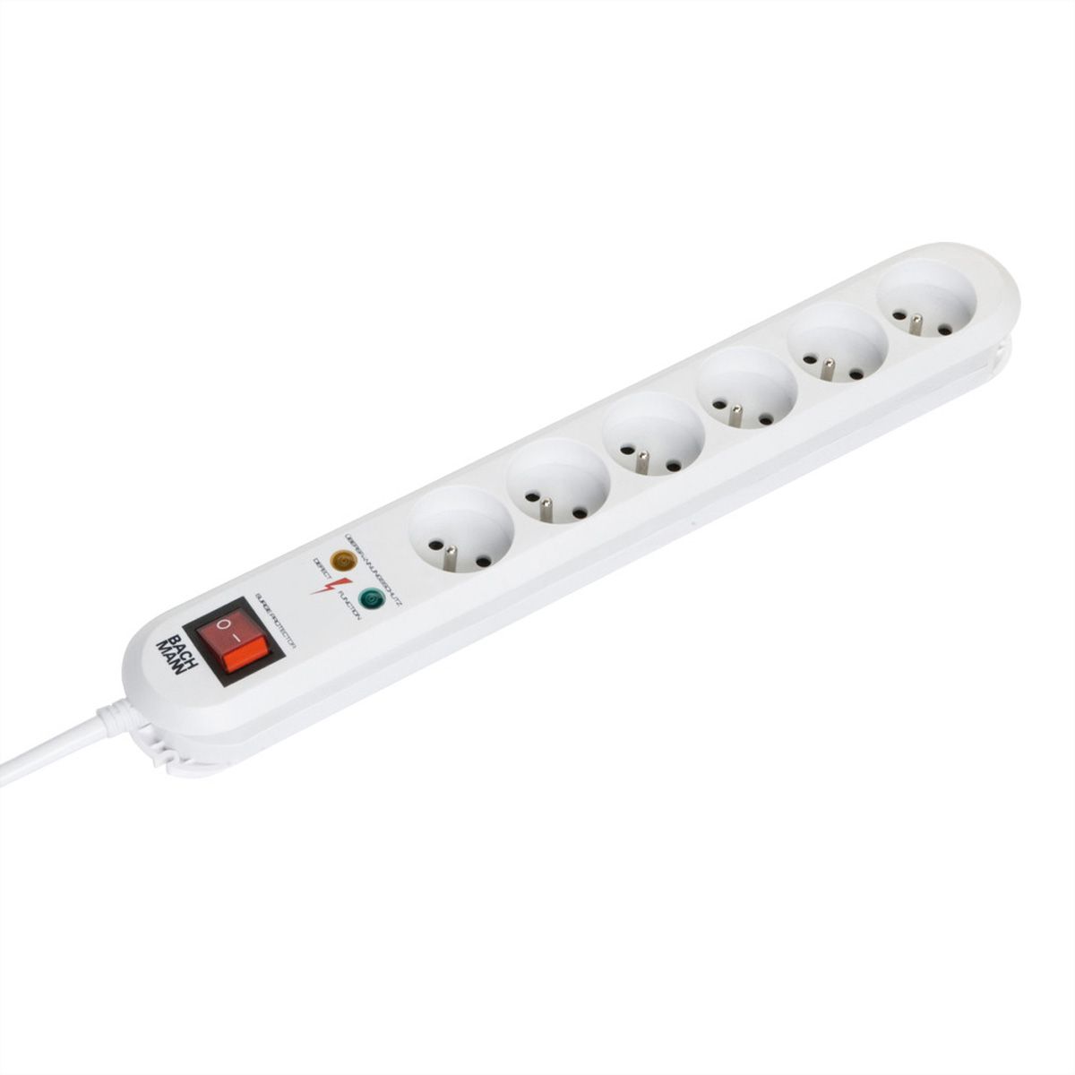 BACHMANN SMART Steckdosenleiste 6x UTE, 1x SPD, 1x Schalter, 3,0m CEE7/7, weiss