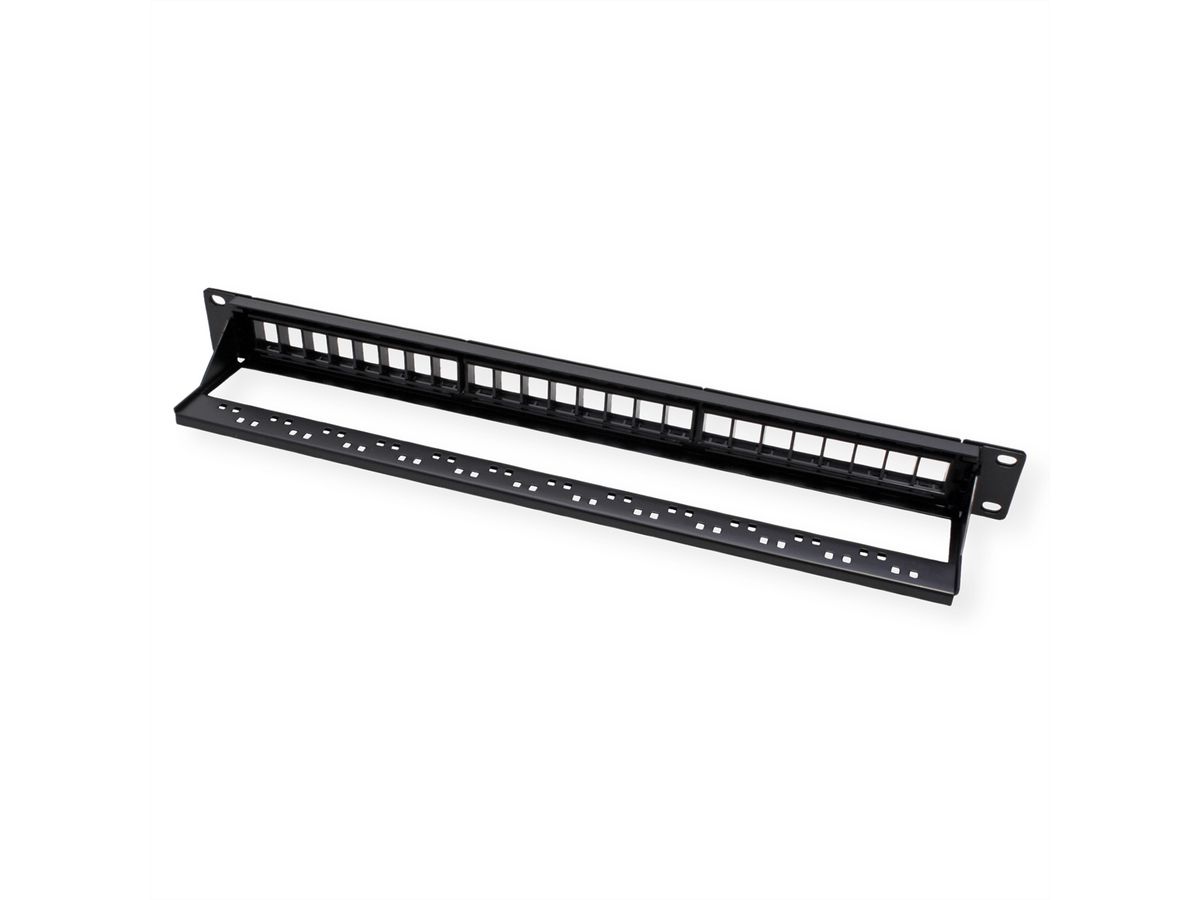 VALUE Keystone 19'' Module Frame, 24 ports, unshielded, 1U, 3-piece-type, black