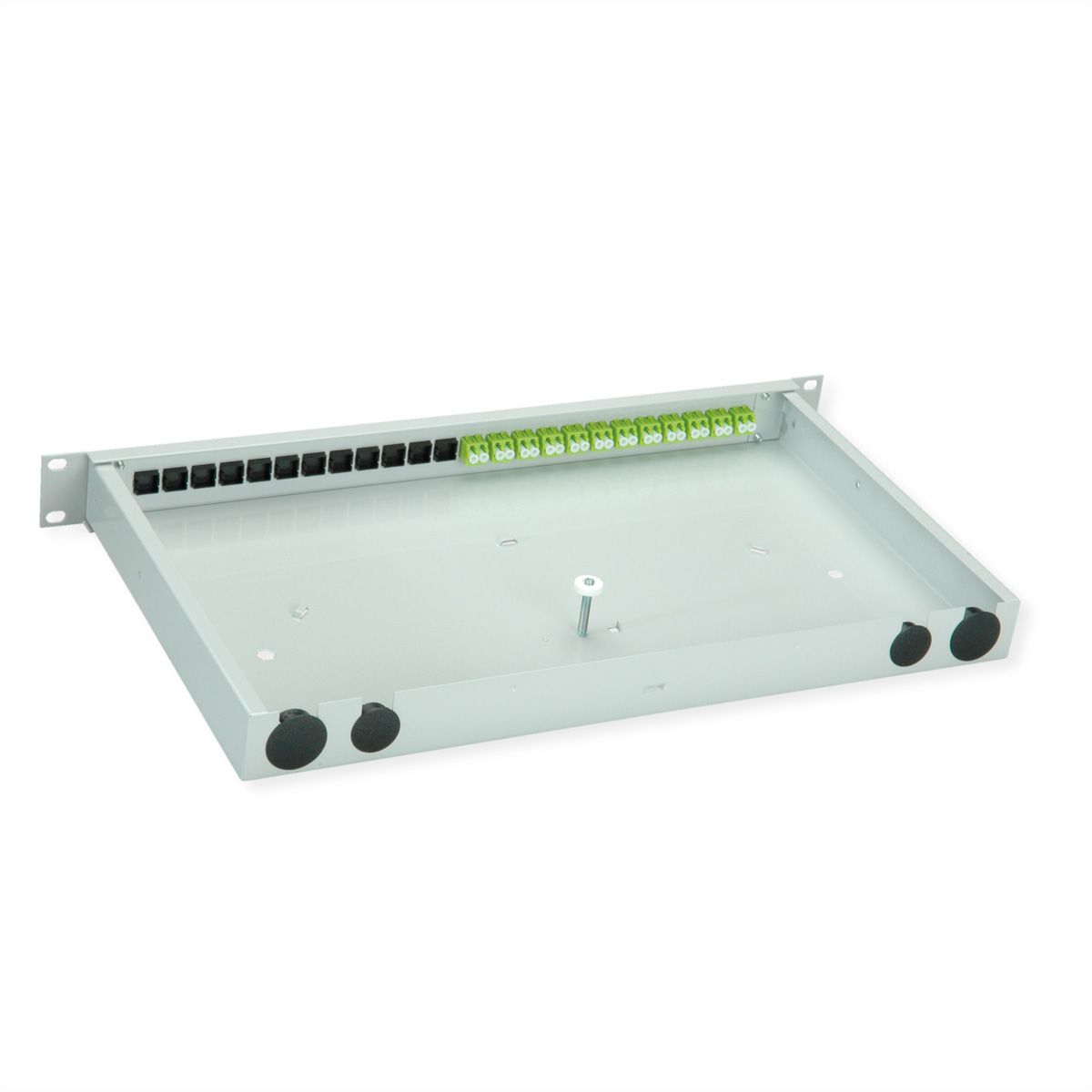 TELEGÄRTNER BASIS eco LWL-Panel mit Kupplungen, 12x LC Duplex, lindgrün, OM5