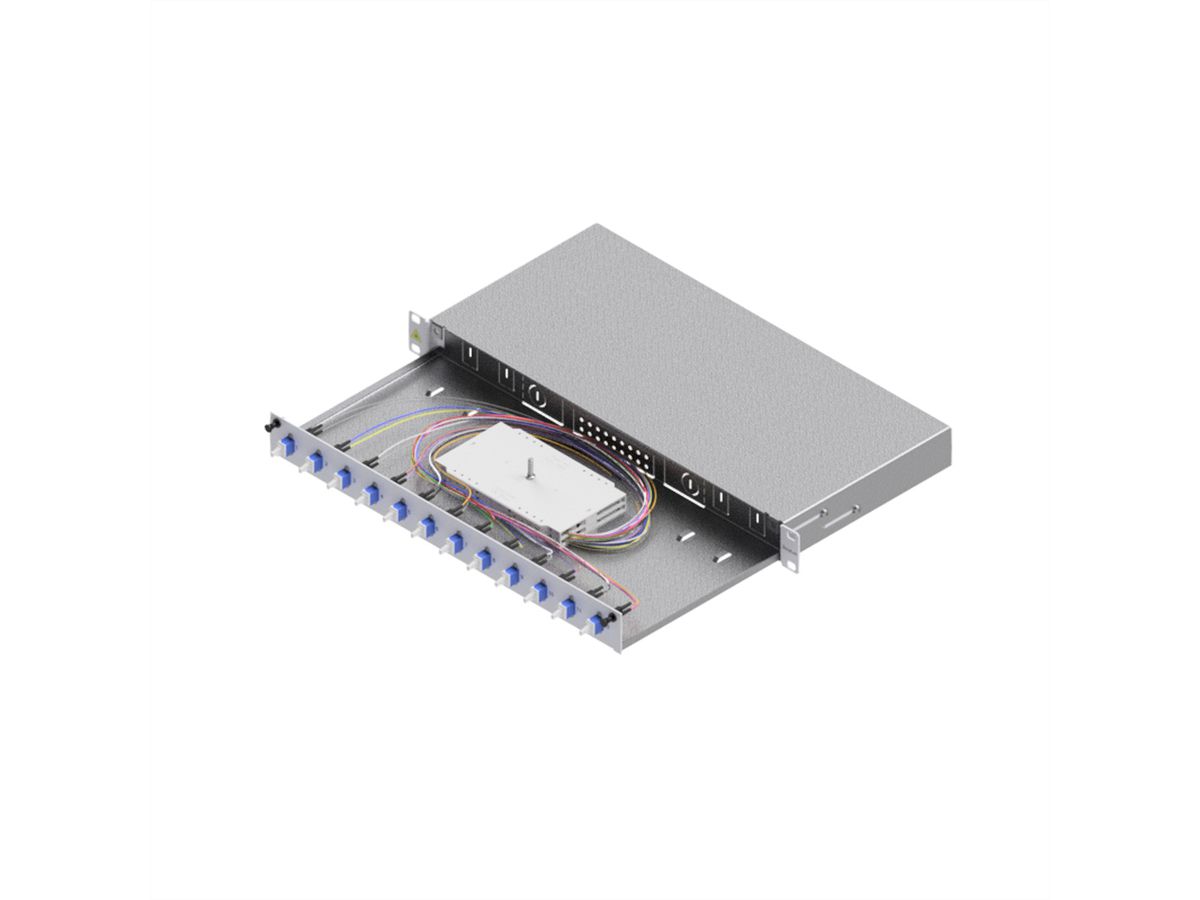 FO Splice Housing, Grade C 19" 1U, 12 Ports, 12x LC-Duplex, OS2