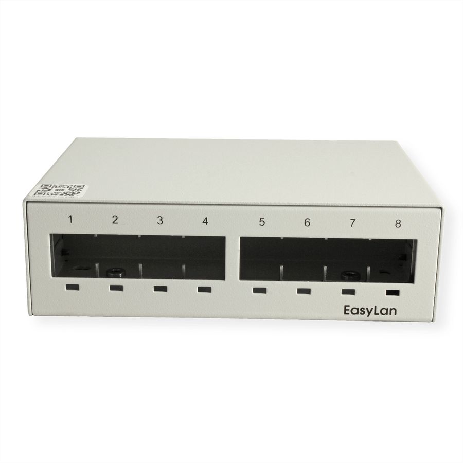 EasyLan preLink / fixLink onderbouw paneel, 8x Keystone, RAL7035